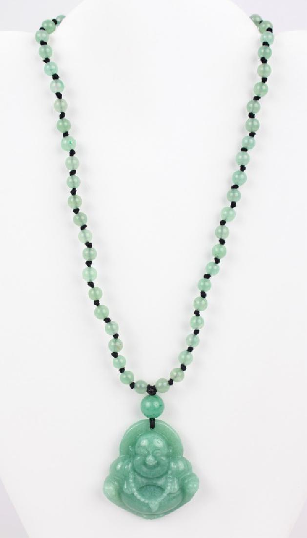 CHINESE GREEN JADE BUDDHA NECKLACE (1 of 4)