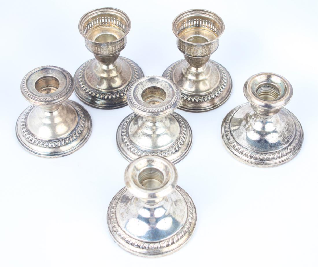 6 WEIGHTED STERLING SILVER CANDLESTICK HOLDERS (1 of 3)