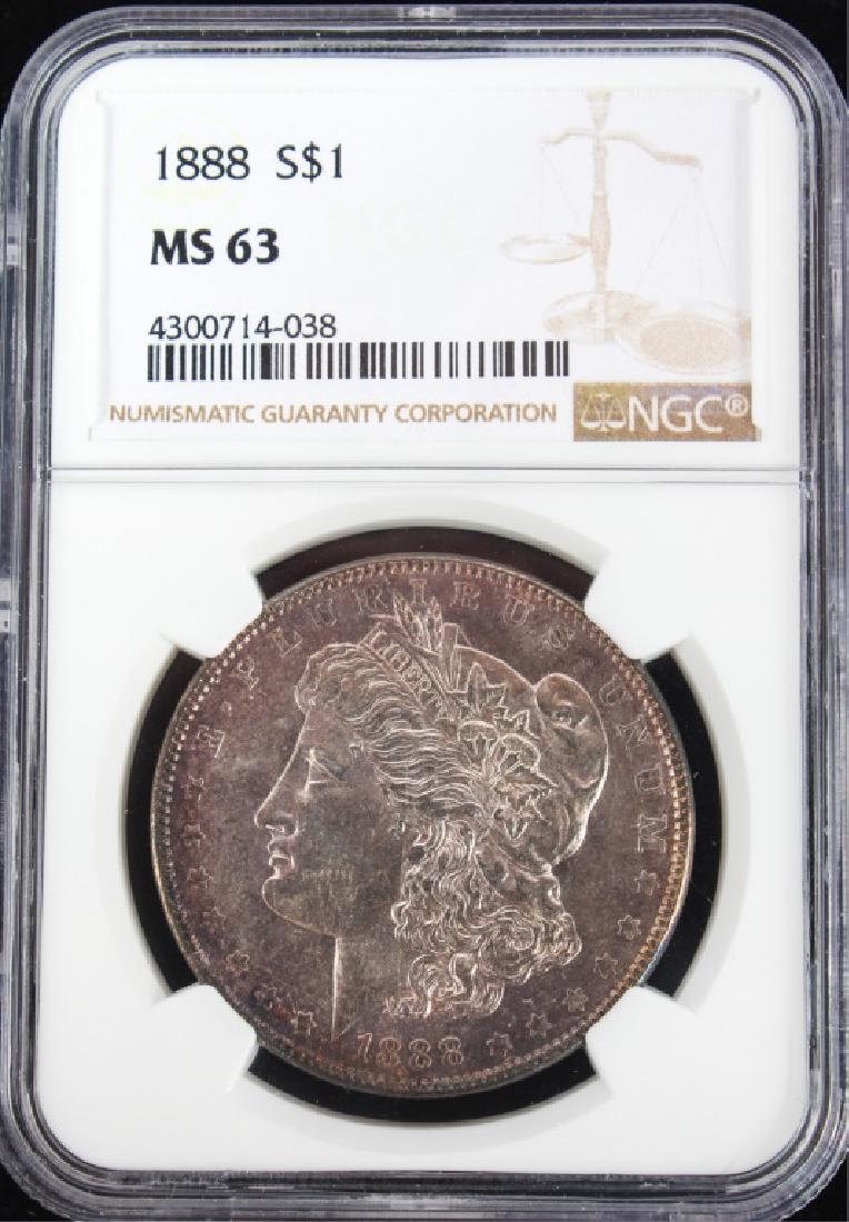 $1.00 UNITED STATES 1888 MS63 MORGAN SILVER DOLLAR (1 of 2)