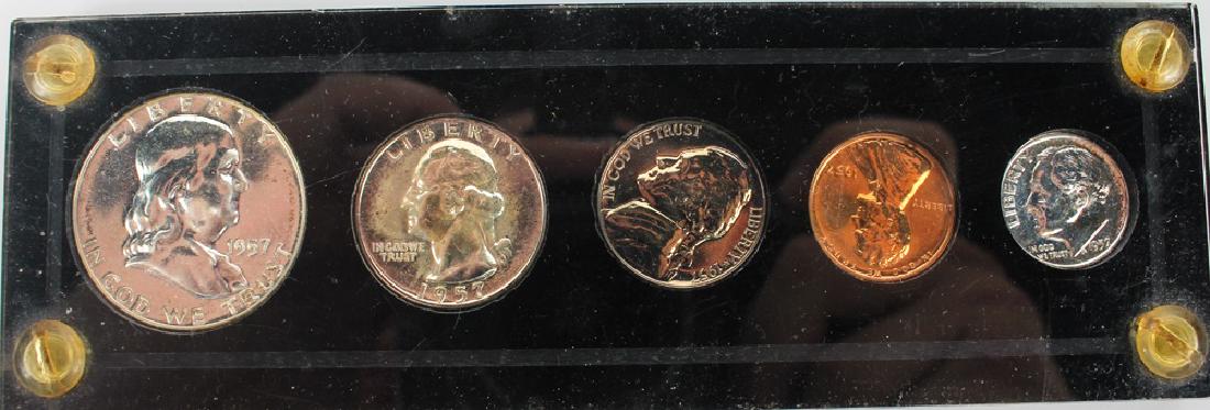 1957 UNITED STATES SILVER FIVE COIN PROOF SET (1 of 3)