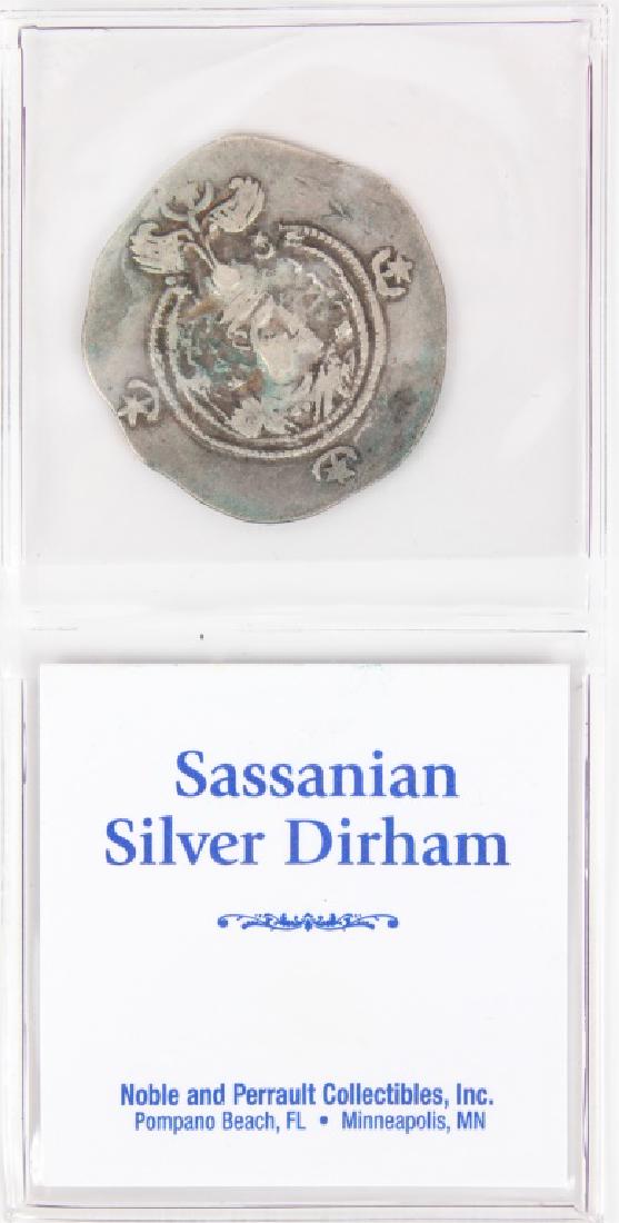 ANCIENT SILVER SASSANIAN DIRHAM COIN (1 of 2)