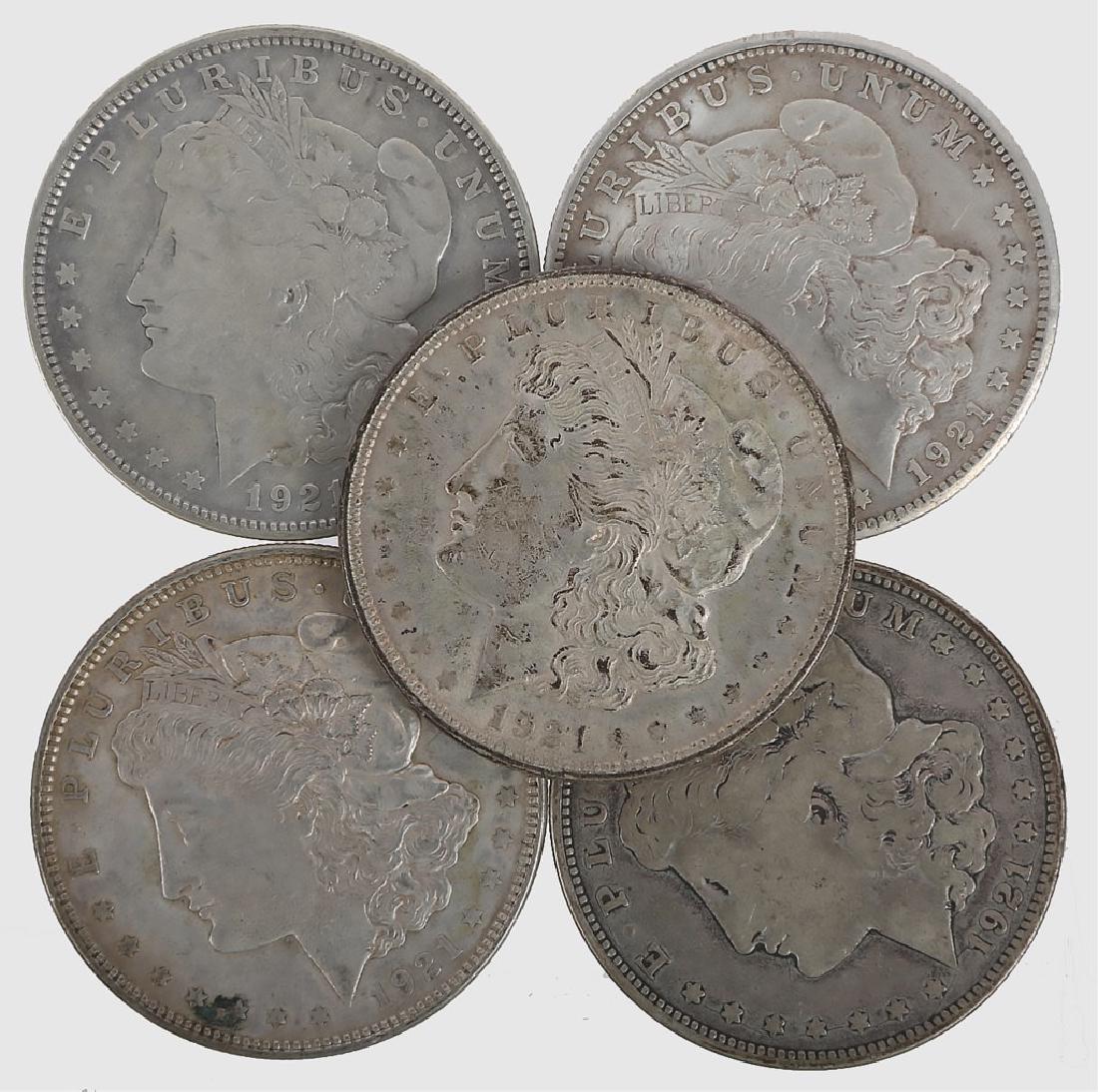 $1.00 MORGAN SILVER ONE DOLLAR COINS - LOT OF 5 (1 of 2)