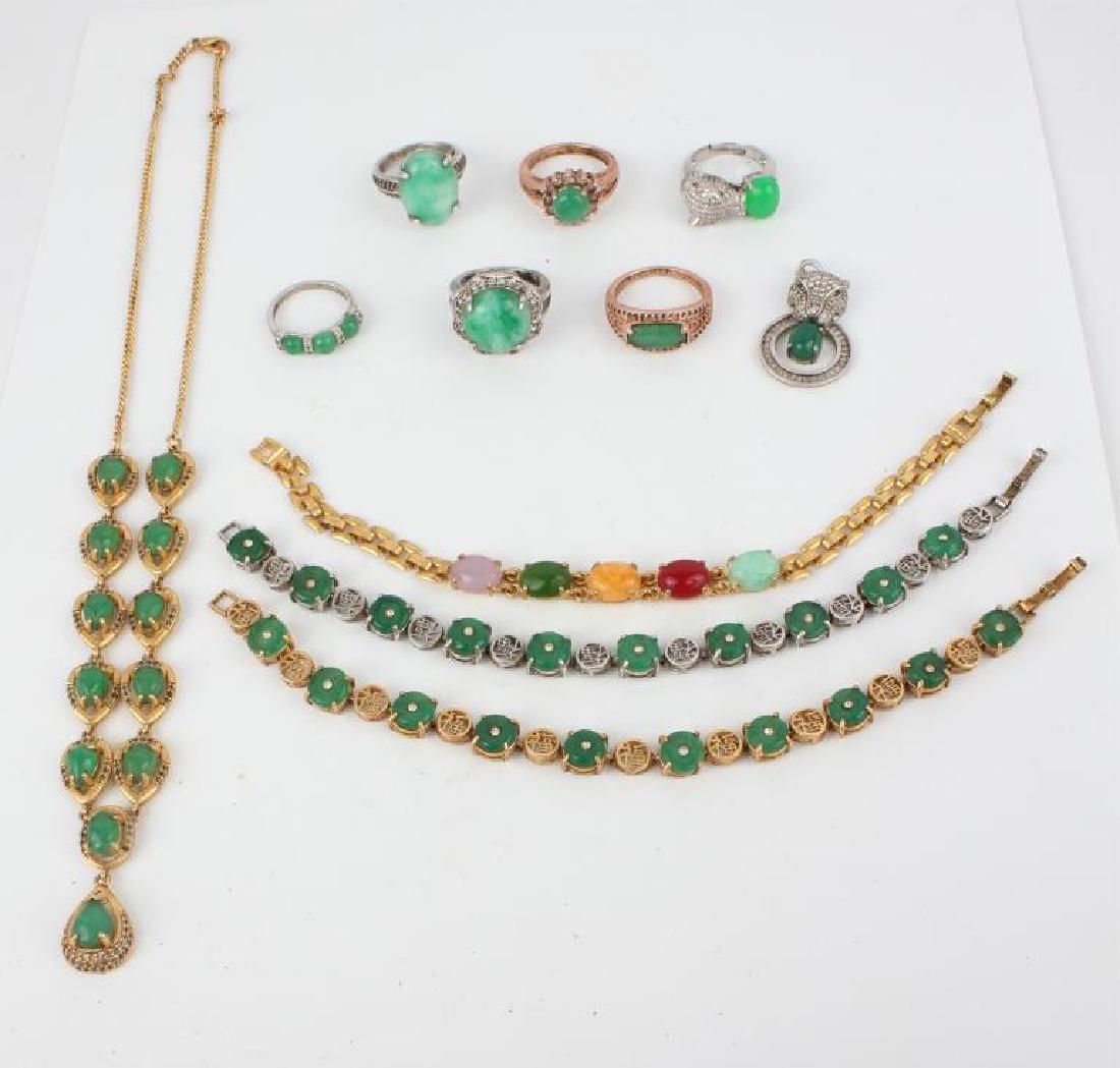 CHINESE JADE JEWELRY - RINGS, NECKLACE, BRACELETS (1 of 4)