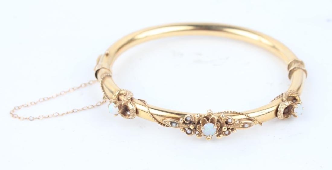 14K YELLOW GOLD & OPAL BANGLE BRACELET (1 of 4)
