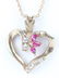 LADIES 14K YELLOW GOLD DIAMOND RUBY HEART NECKLACE - 3