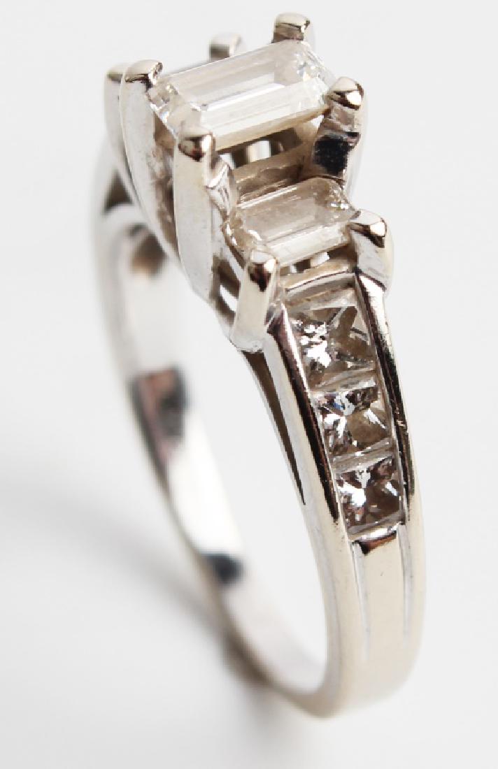 14K WHITE GOLD EMERALD CUT DIAMOND ENGAGEMENT RING (1 of 3)
