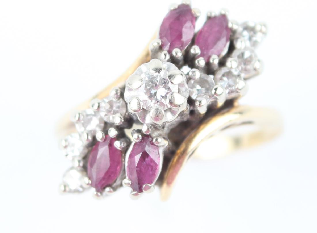 14K YELLOW GOLD DIAMOND & RUBY CLUSTER RING (1 of 3)