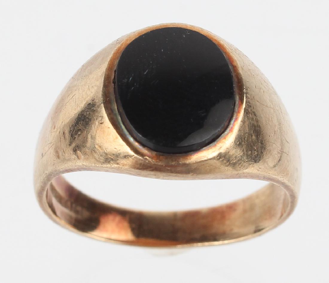 MENS 10K YELLOW GOLD & ONYX RING (1 of 3)