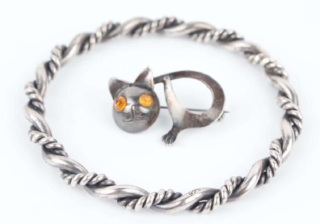 STERLING SILVER BROOCH & BANGLE BRACELET (1 of 4)