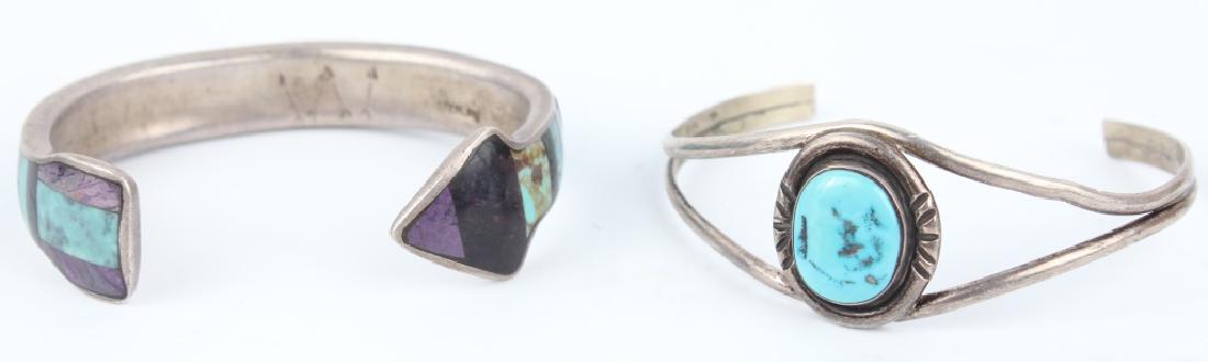 PAIR OF SIGNED STERLING & TURQUOISE BRACELETS (1 of 5)