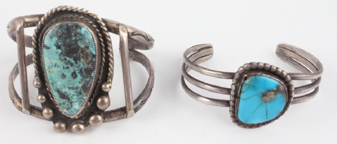 PAIR OF STERLING SILVER TURQUOISE CUFF BRACELETS (1 of 5)