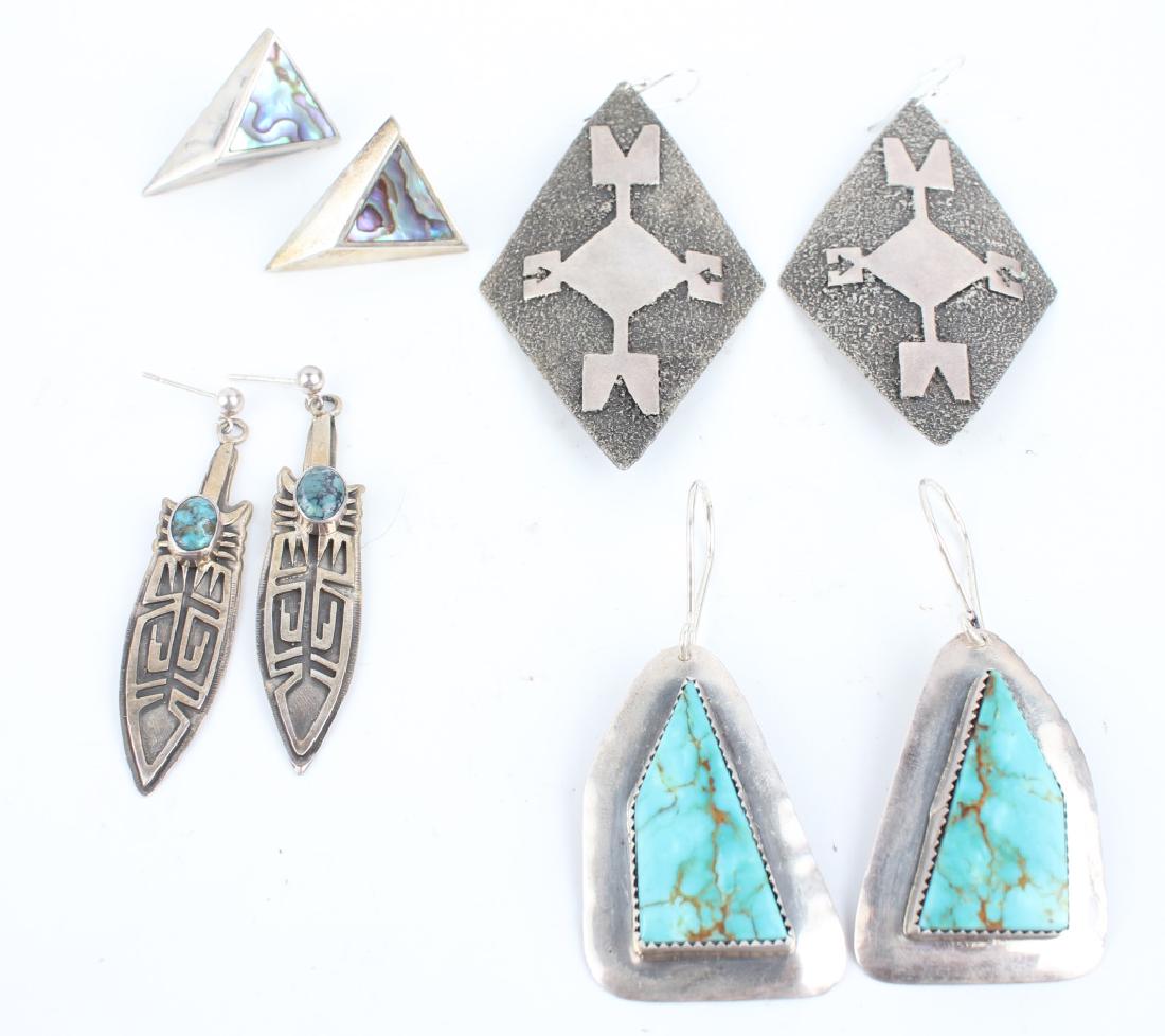 STERLING SILVER SIGNED EARRINGS - LOT OF 4 PAIRS (1 of 5)