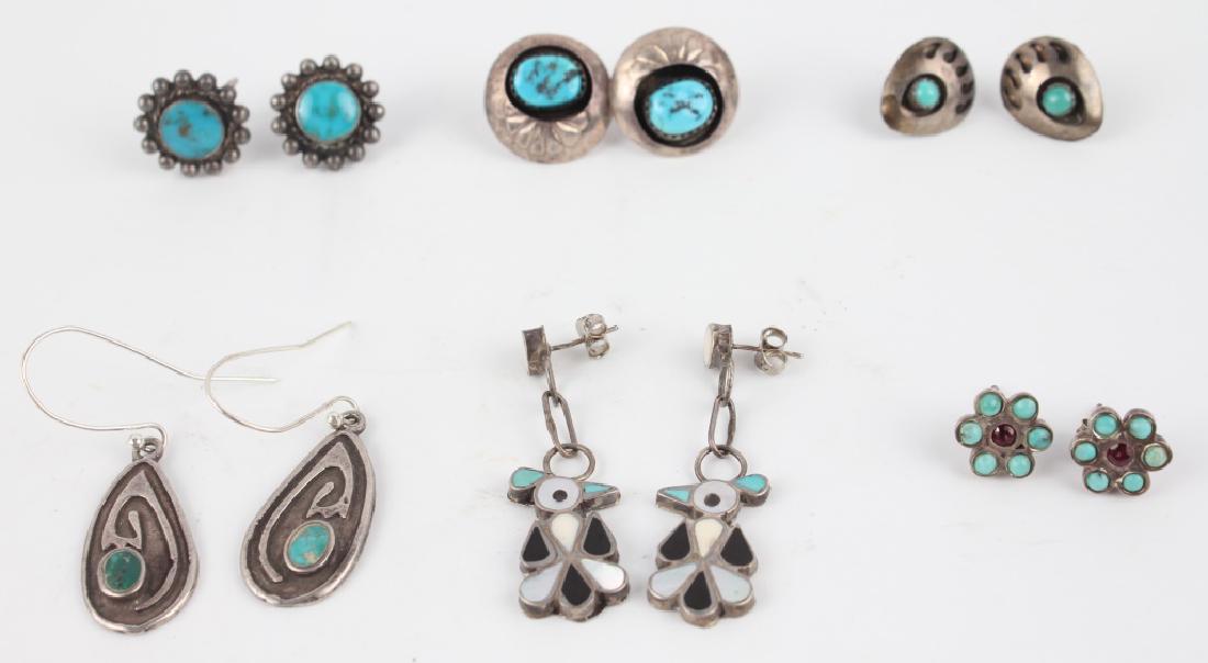 NAVAJO & ZUNI STERLING SILVER EARRINGS - LOT OF 6 PAIRS (1 of 4)