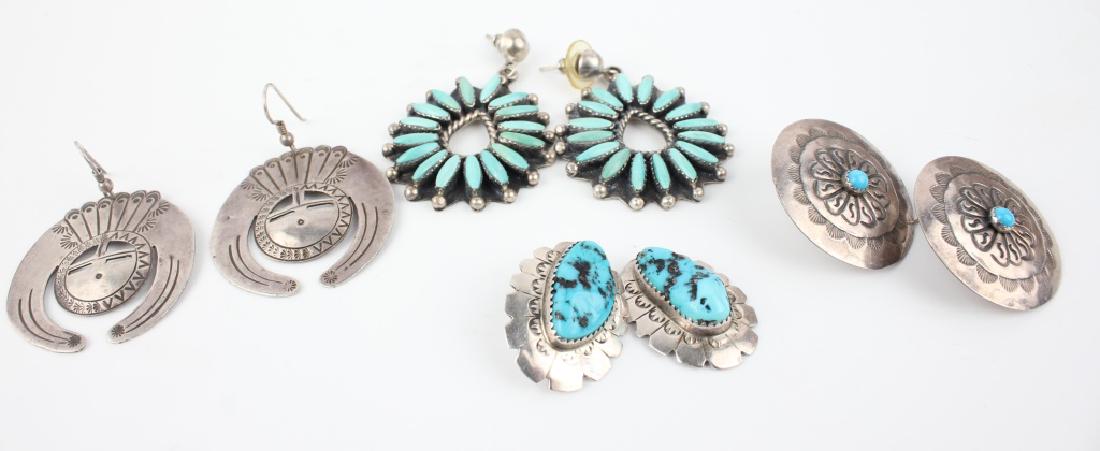 NAVAJO STERLING SILVER SIGNED EARRINGS - 4 PAIRS (1 of 5)