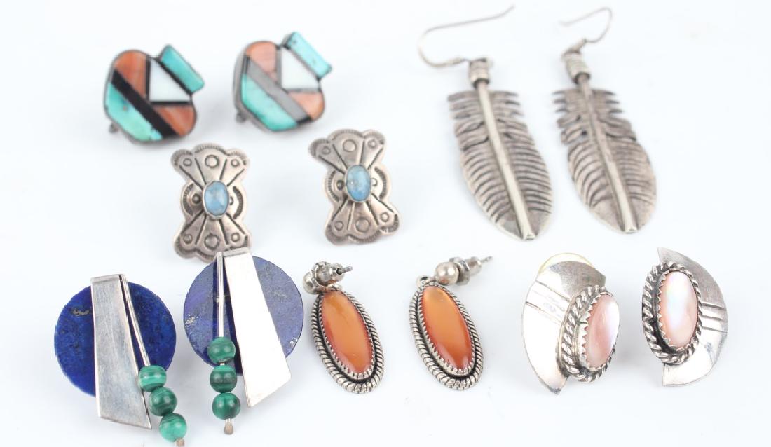 NAVAJO STERLING SILVER SIGNED EARRINGS - LOT OF 6 PAIRS (1 of 7)