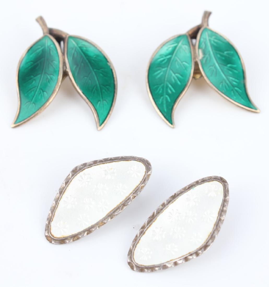 SIGNED STERLING SILVER & ENAMEL EARRINGS - 2 PAIRS (1 of 5)