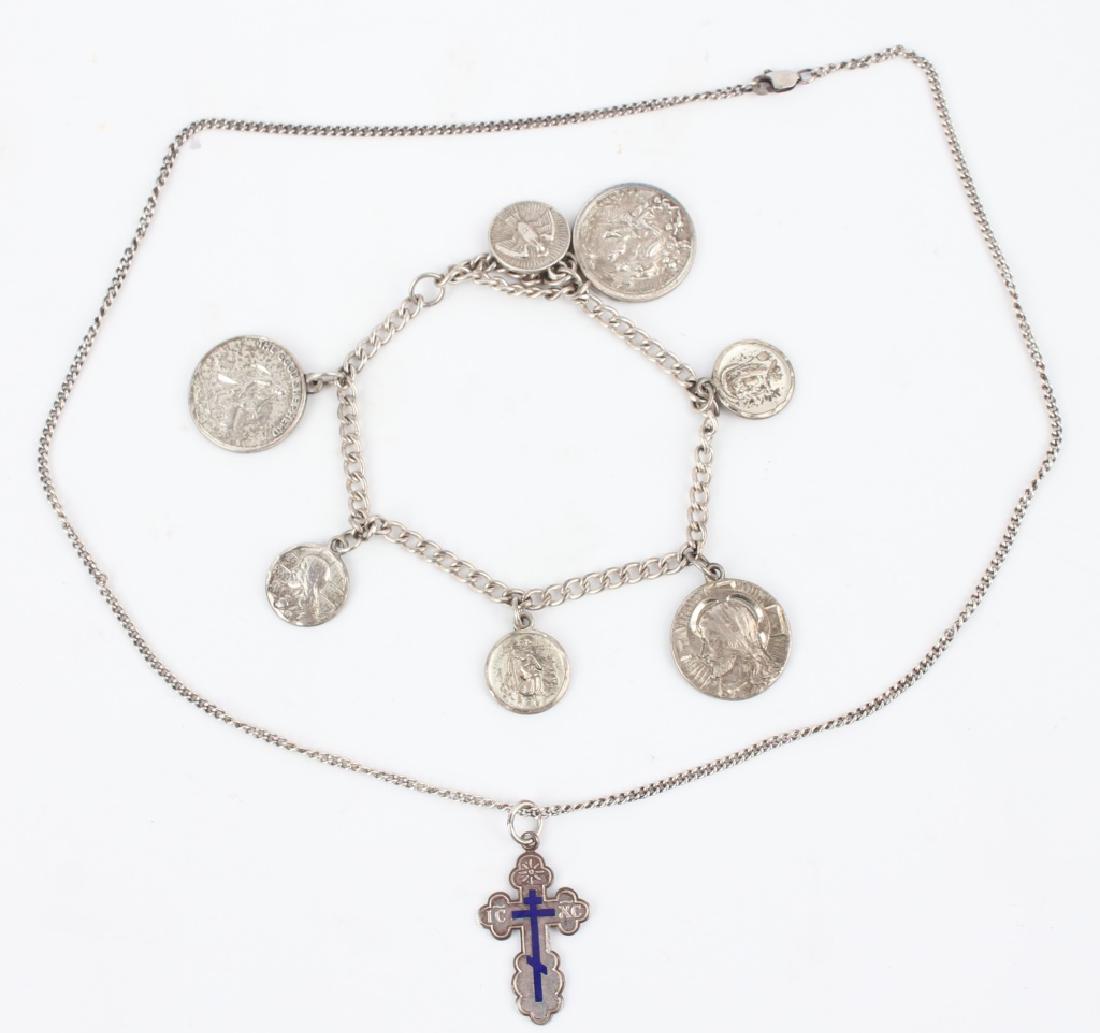 STERLING SILVER RELIGIOUS NECKLACE AND BRACELET (1 of 3)