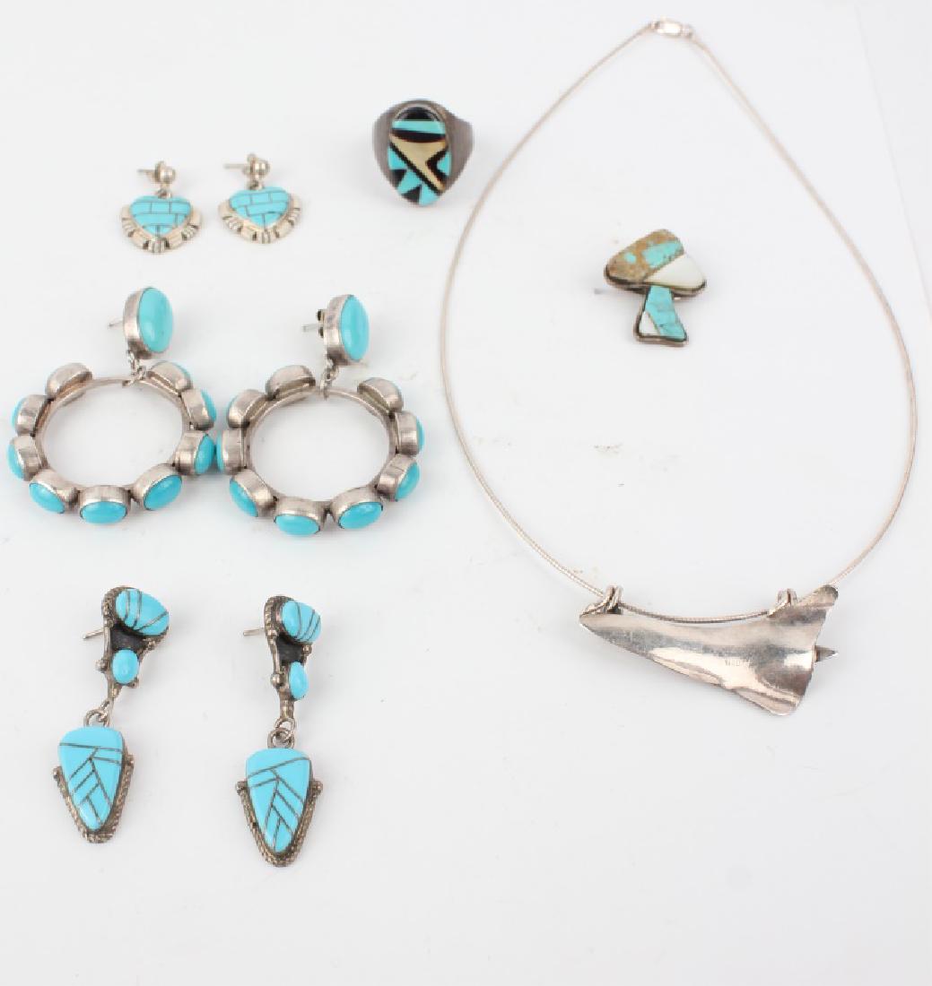 STERLING SILVER SIGNED TURQUOISE JEWELRY (1 of 4)