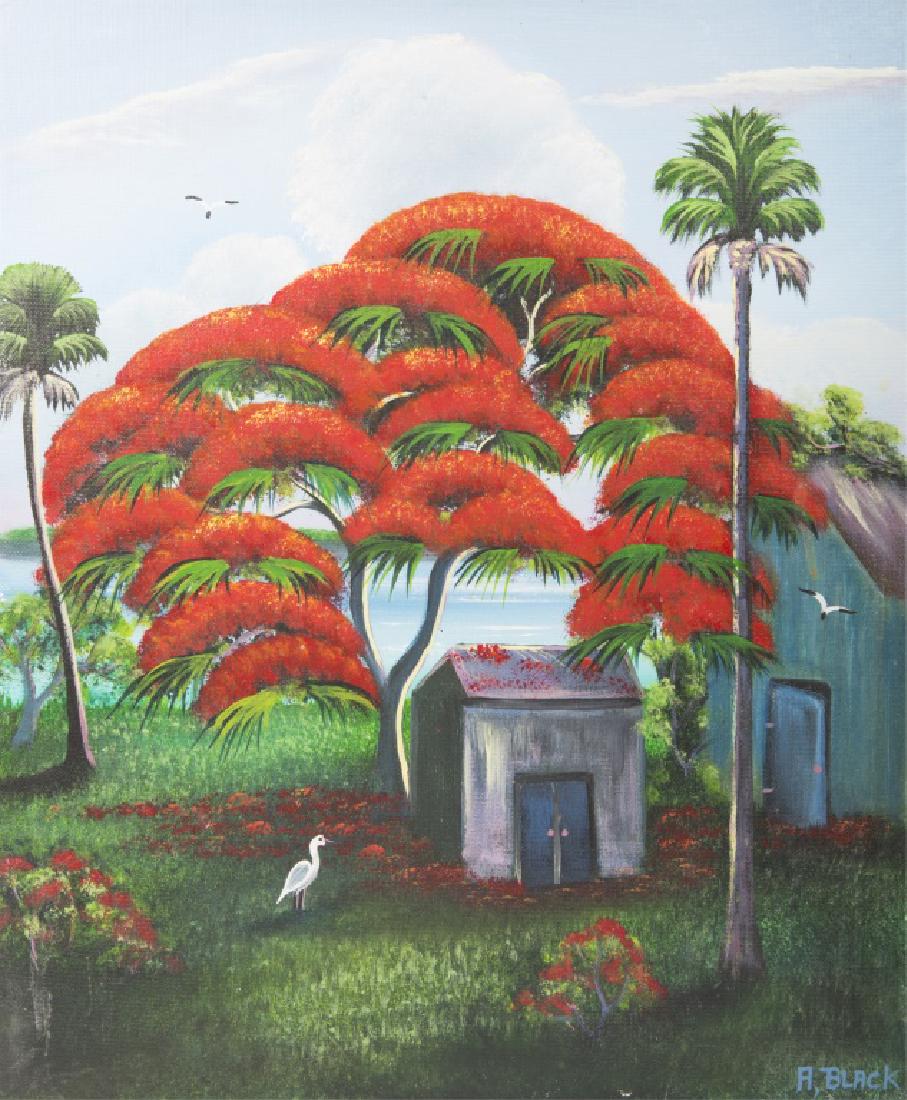 AL BLACK FLORIDA HIGHWAYMEN POINCIANA OIL ON BOARD (1 of 4)
