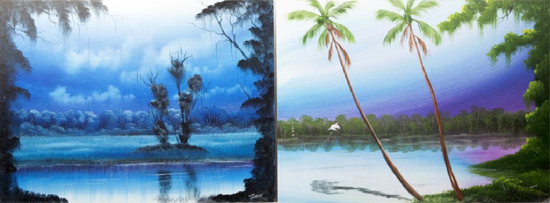 PAIR FLORIDA OIL PAINTINGS ON BOARD SIGNED "TODD" (1 of 6)