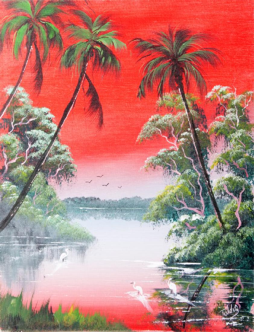 PAIR FLORIDA OIL PAINTINGS ON BOARD SIGNED "TODD" (1 of 6)