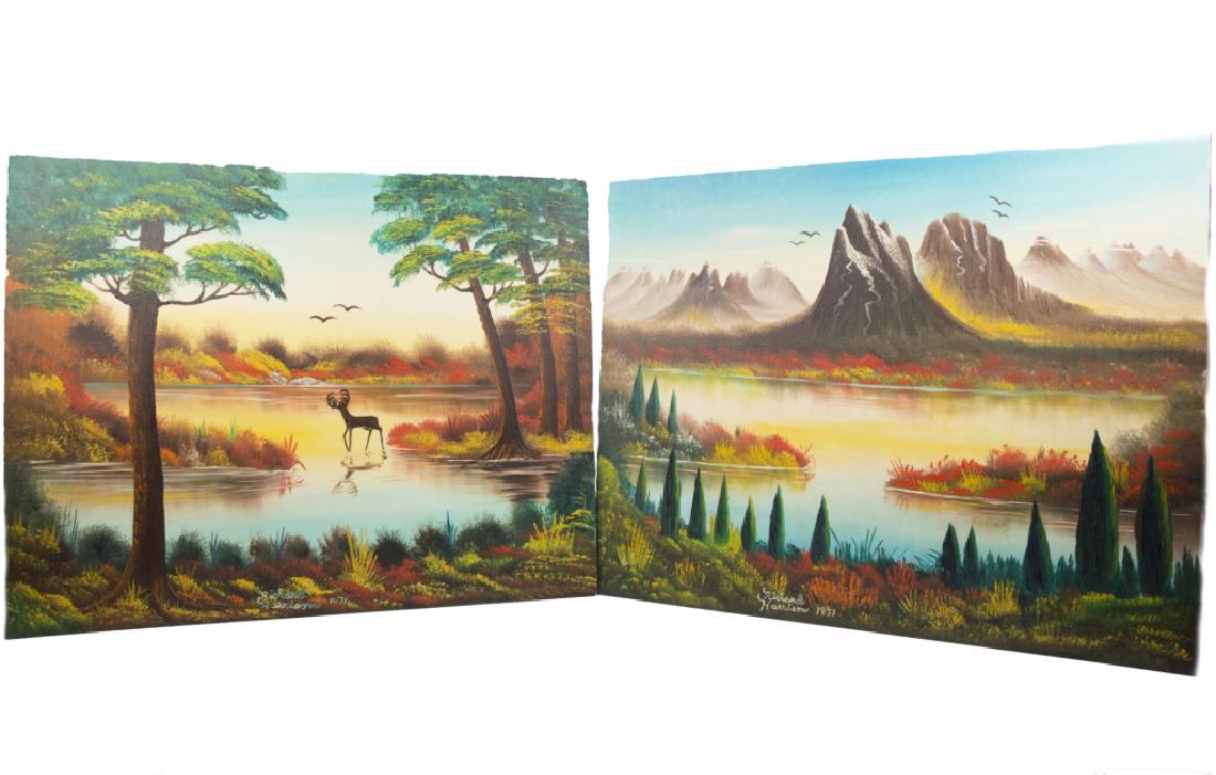 PAIR RICHARD HARRISON AMERICAN LANDSCAPE OIL PAINTINGS (1 of 6)