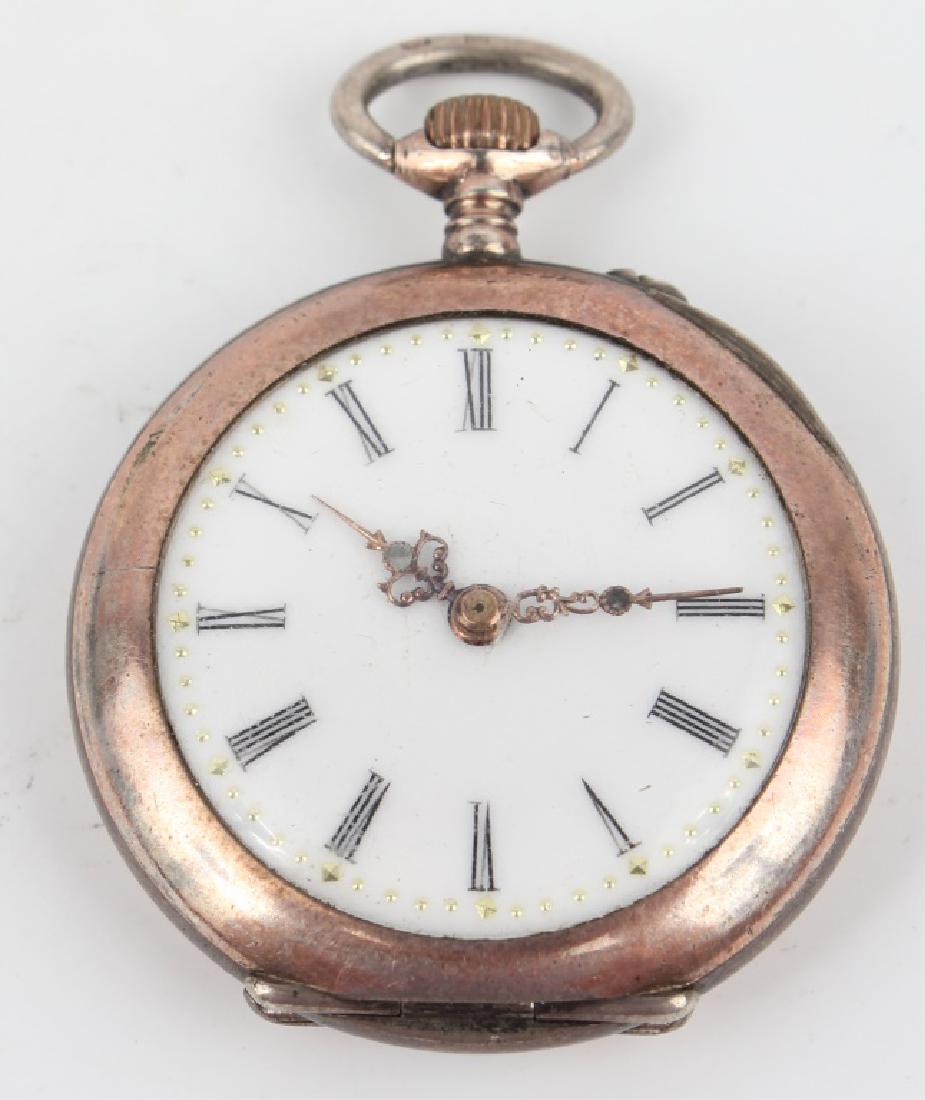 LADIES .800 SILVER GILT POCKET WATCH (1 of 4)