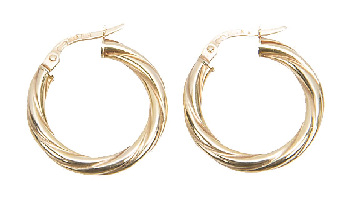 LADIES 14K YELLOW GOLD TWISTED HOOP EARRINGS (1 of 1)