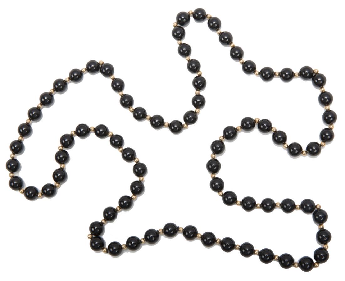 LADIES ONYX & 14K YELLOW GOLD BEAD NECKLACE (1 of 1)