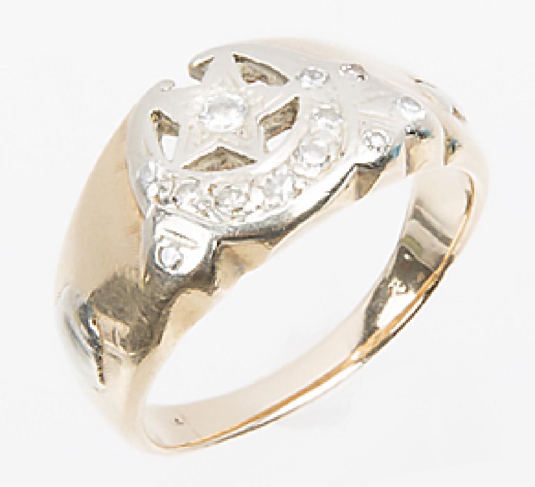 MEN`S 14K YELLOW GOLD DIAMOND SHRINERS RING (1 of 2)