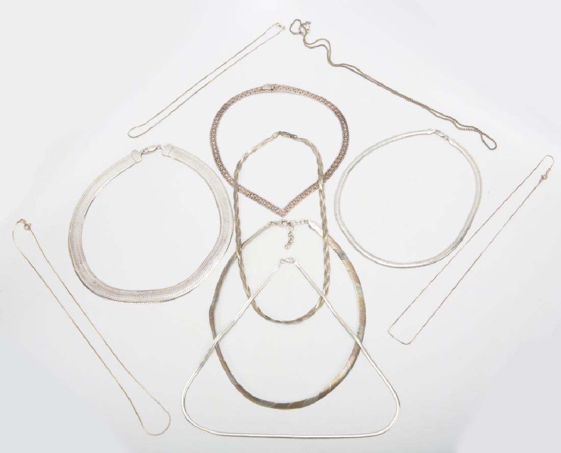 LADIES STERLING SILVER NECKLACES -- LOT OF 9 (1 of 5)