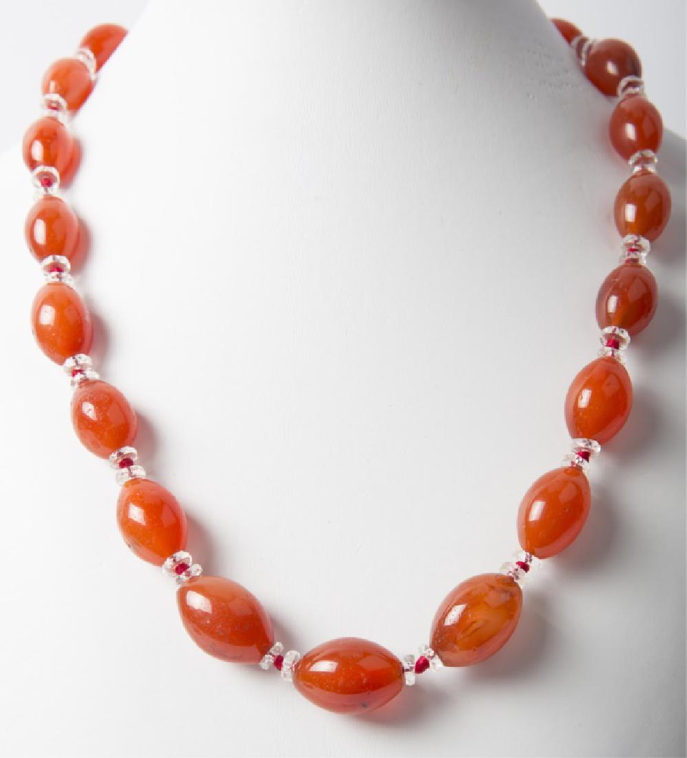 LADIES ORANGE JADE BEADED NECKLACE