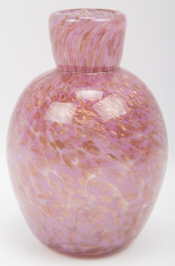 JOE DEANDA PINK LUTZ ART GLASS VASE