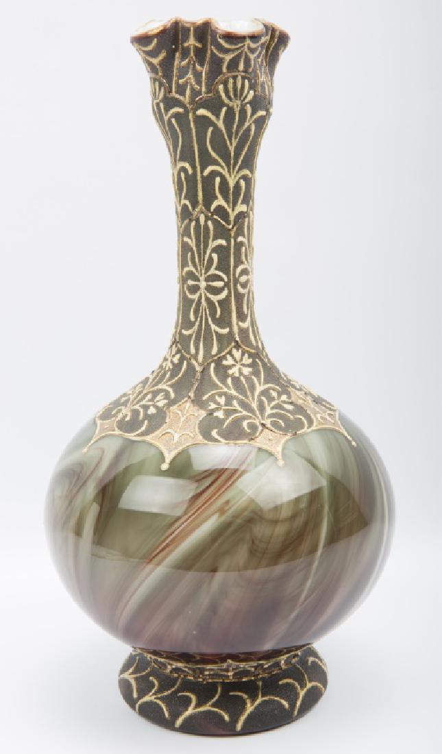PAINTED GILT GREEN ONYX GLASS VASE (1 of 3)