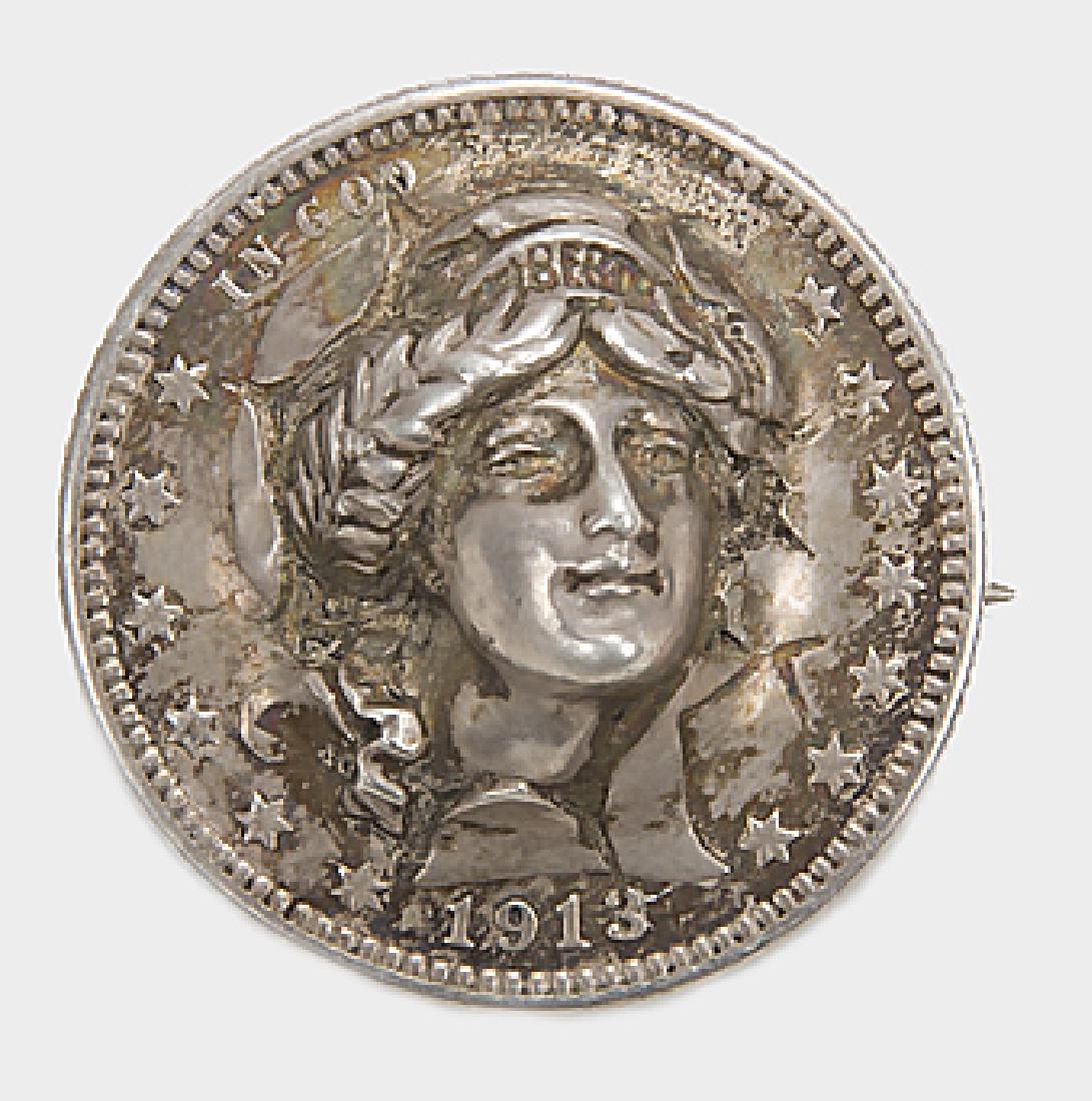 1913 UNITED STATES QUARTER DOLLAR POP OUT BROOCH (1 of 3)