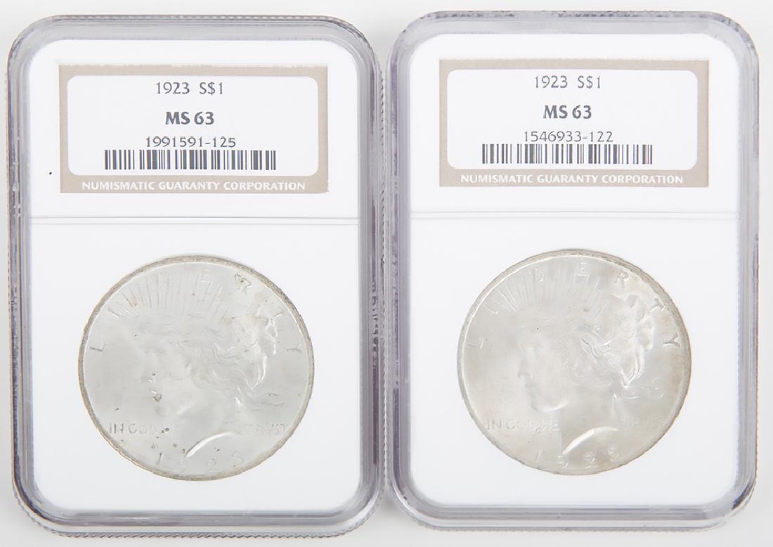 1923 PEACE DOLLARS NGC CERTIFIED MS63 -- LOT OF 2 (1 of 2)
