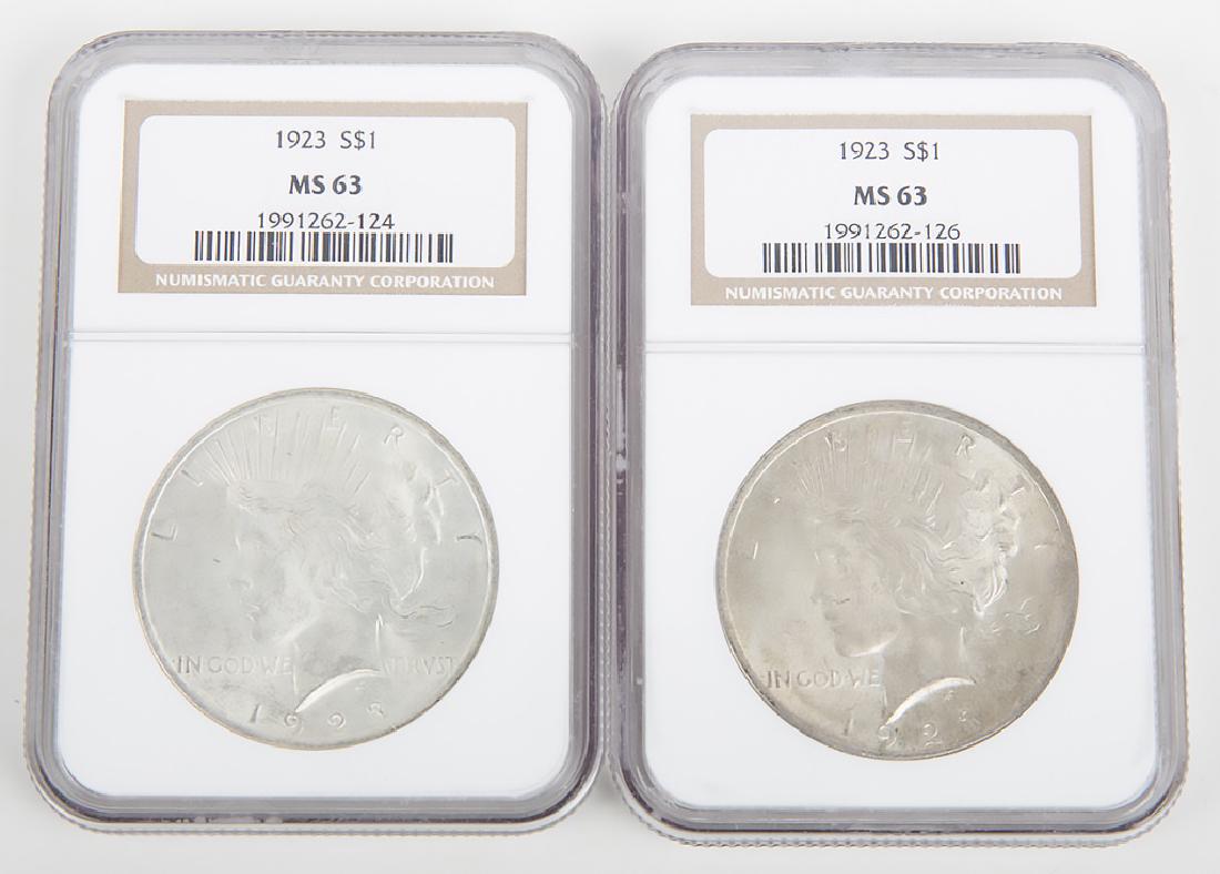 1923 PEACE DOLLARS NGC CERTIFIED MS63 -- LOT OF 2 (1 of 2)