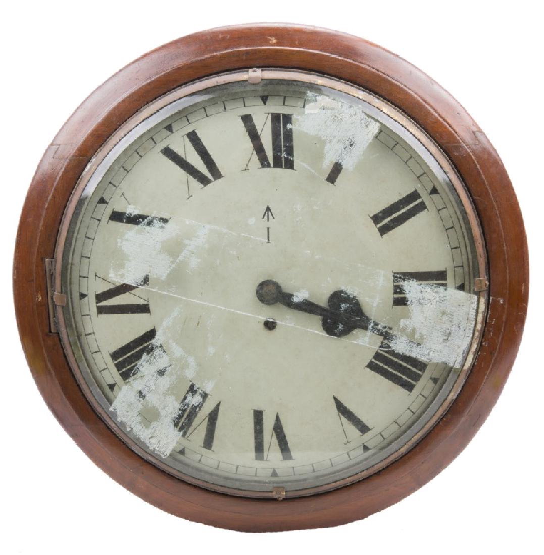 F.W. ELLIOT ENGLAND ROUND WOODEN WALL CLOCK (1 of 3)