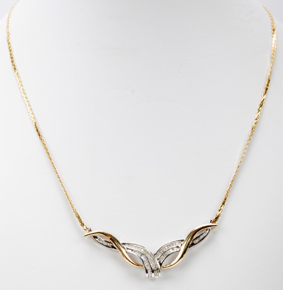 LADIES TWO TONE 14K GOLD DIAMOND NECKLACE (1 of 3)