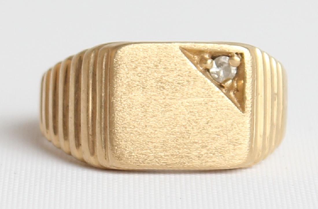14K MENS SIGNET RING WITH DIAMOND ACCENT (1 of 5)