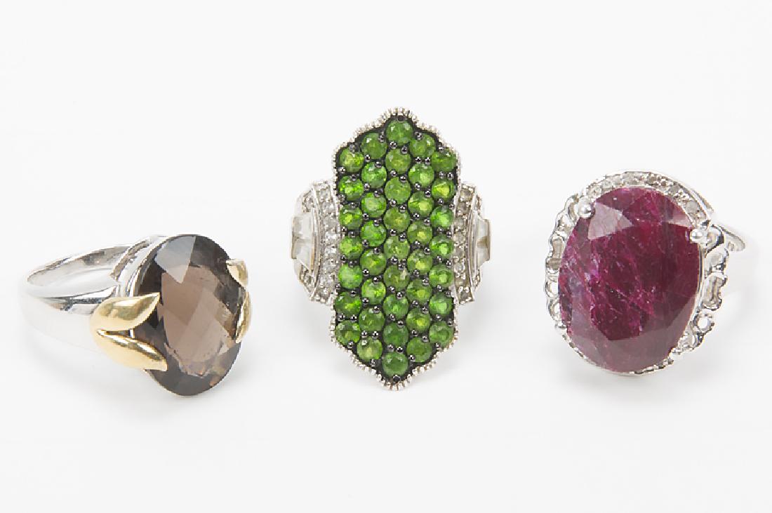 .925 STERLING SILVER GEMSTONE RINGS - LOT OF 3 (1 of 3)