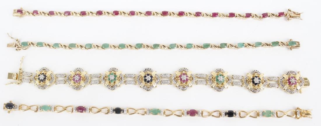 .925 STERLING SILVER GEMSTONE BRACELETS - LOT OF 4 (1 of 3)