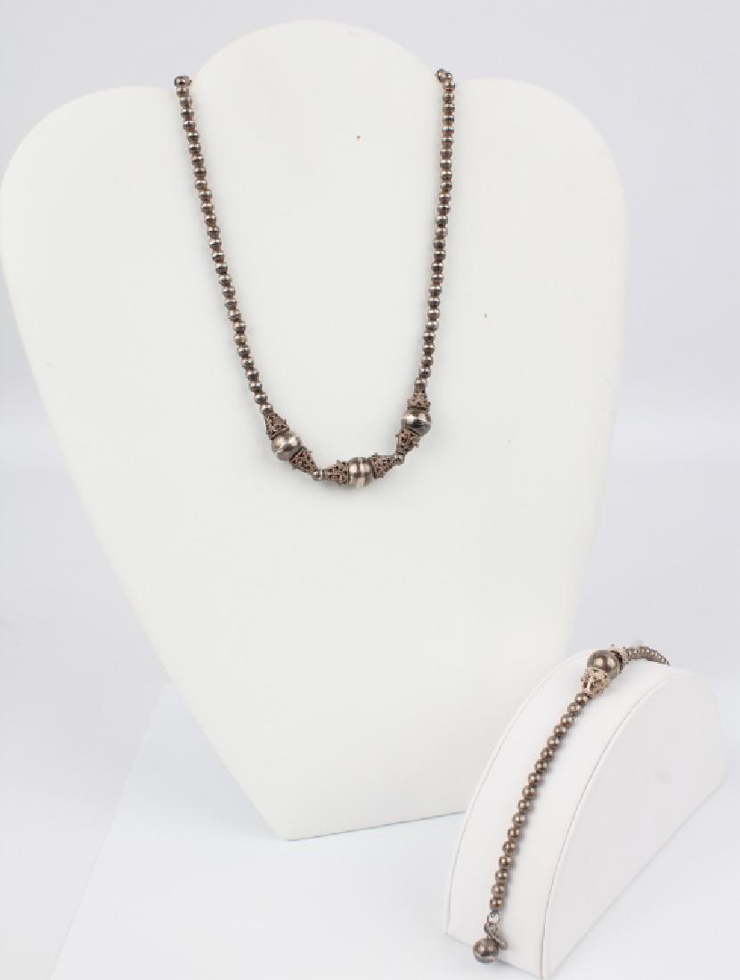 STERLING SILVER BEADED NECKLACE & BRACELET (1 of 5)