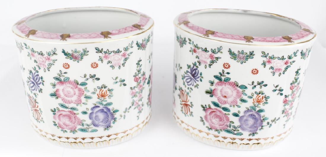 PORCELAIN FLORAL LOWESTOFT FLOWER POTS LOT OF 2 (1 of 2)