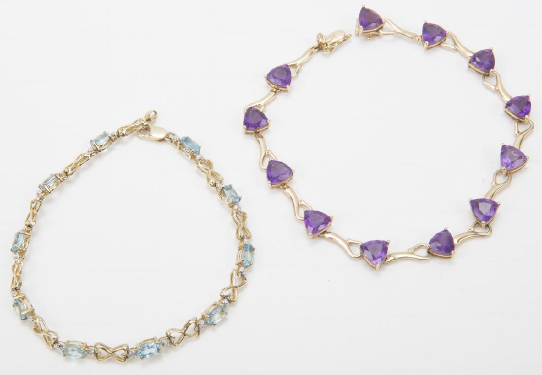 10K YELLOW GOLD TENNIS BRACELETS AMETHYST & TOPAZ (1 of 5)