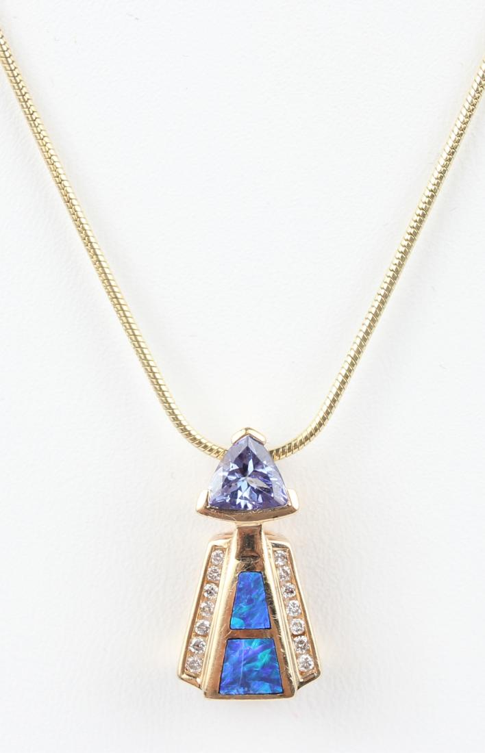 14K YELLOW GOLD TANZANITE & OPAL NECKLACE (1 of 3)