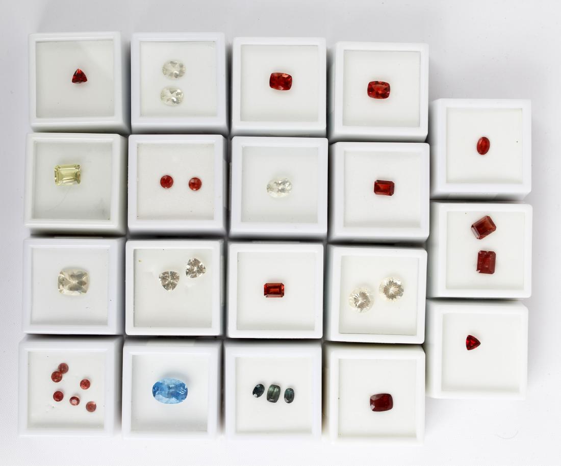 ANDESINE LABRADORITE GEM COLLECTION: ANDESINE LABRADORITE GEM COLLECTION Dealer lot of matched Labradorite for jewelry manufacturing. Pairs as follows in total weight for both gems: 1carat 6x6 triangles 3.5 carat 9x7 cushion cut 2 carat