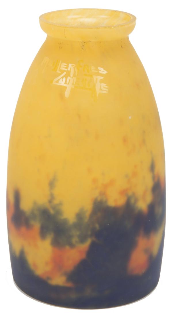 MULLER FRES LUNEVILLE MOTTLED ART GLASS VASE (1 of 5)