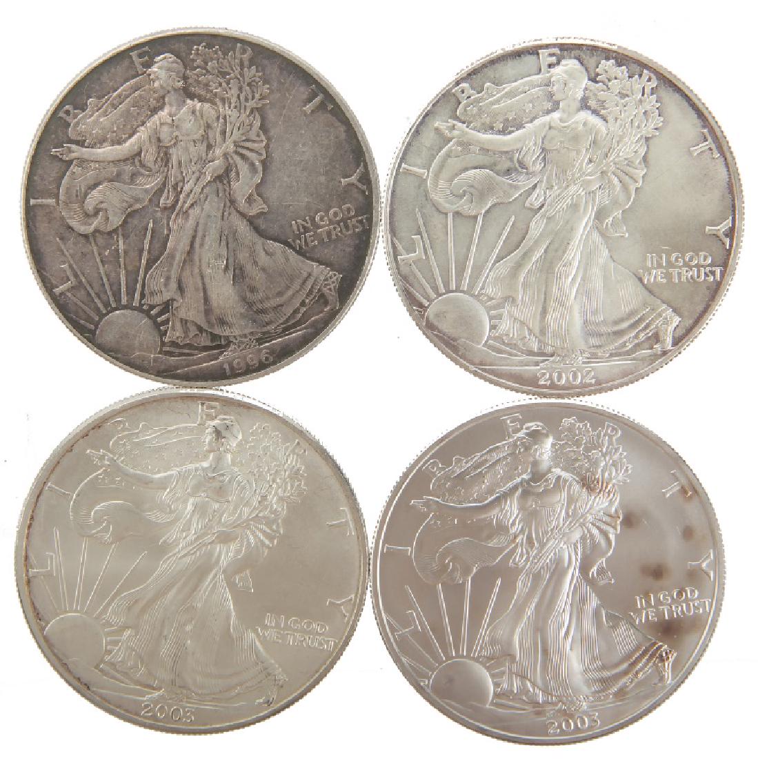 SILVER AMERICAN EAGLE ONE OUNCE COINS LOT OF 4 (1 of 2)