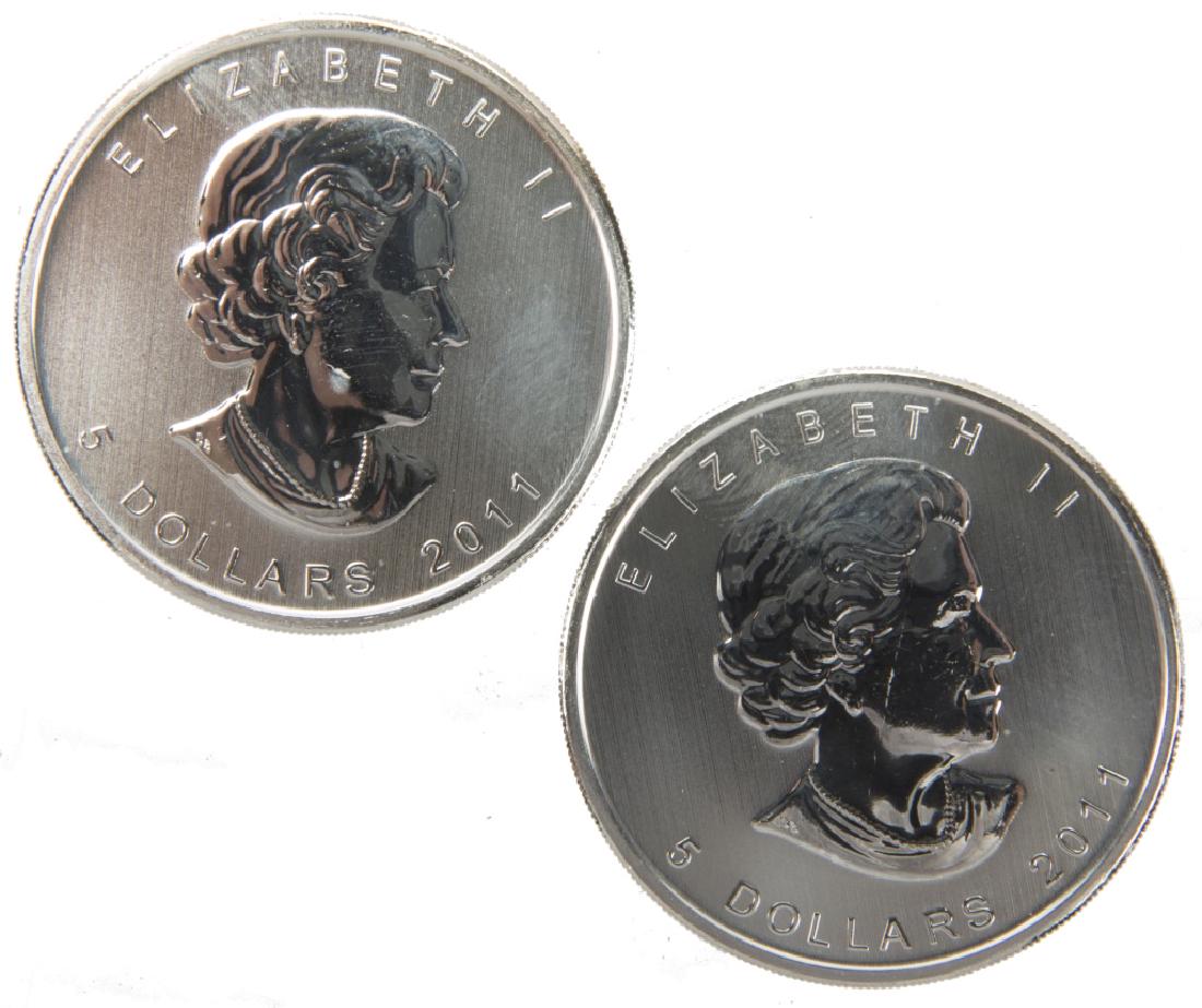 SILVER CANADIAN MAPLE $5.00 ONE OZ. COINS LOT OF 2 (1 of 2)